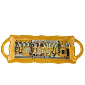 Pristine Ceramic Serving Tray Bistro Cafe Yellow by Summer Living 17x6x2 (I-13)